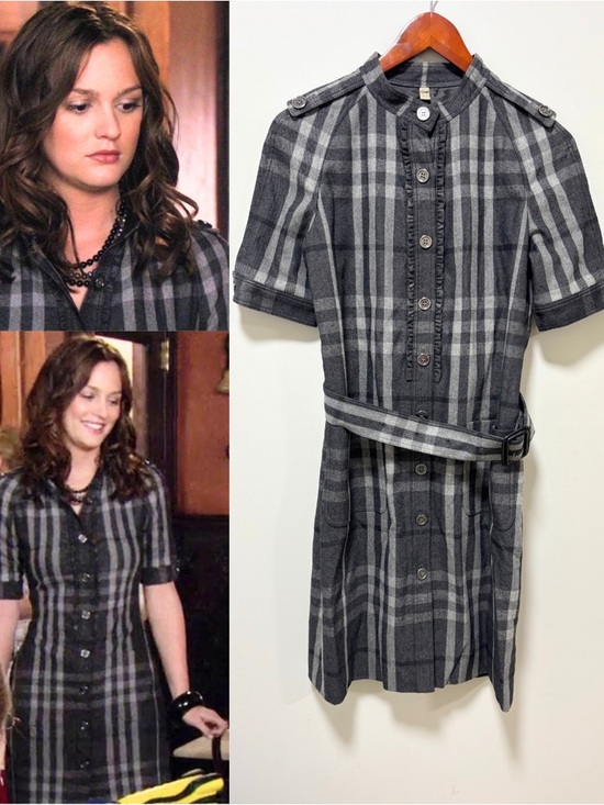 Burberry Dresses & Skirts - Authentic Burberry Dress ASO Blair Waldorf Gossip Girl RARE Plaid Gray Size 6